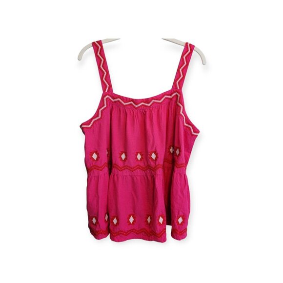 Linen Viscose Embroidered Ann Taylor Loft Tank, Size Large - Picture 3 of 11